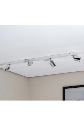 Mylights Gu10 4 Lü Dörtlü 100 Cm Beyaz Gövde Krom Başlıklı Hareketli Tasarruflu Led Tavan Spot Avize Krom