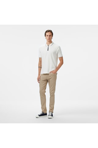 Nautica Erkek Beyaz Classic Fit Polo Yaka T-shirt Düz K55345t Beyaz