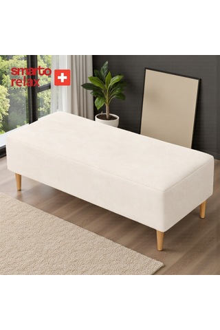 Smarto Relax Puf Babyface Ayaklı Puf 100 40 45 Cm Düz Tasarım Ekru