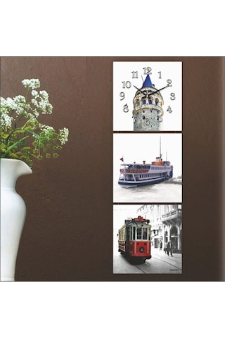 Mdf Istanbul Manzaralı Tablo Duvar Saati (64902714)