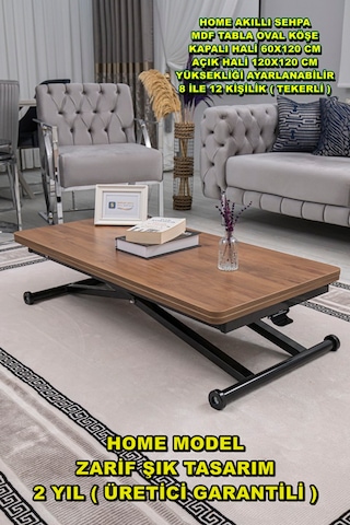 Home Üst Tabla Mdf Ceviz Oval Köşe Alt Ayak Siyah