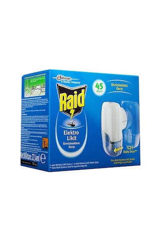 Raid Sivrisineklere Karşı Elektro Likit Isıtıcı + Yedek 45 Gece 27.4 ML