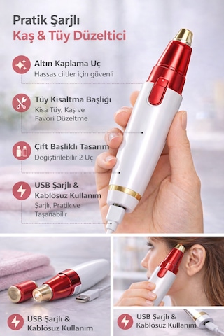 Şarjlı Kaş Ve Yüz Tüy Düzeltici Kadınlar İçin Taşınabilir Hassas Mini Bakım Cihazı Pratik Kullanım