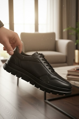 Enoch Hakiki Deri Kalın Dişli Taban Erkek Sneaker Ayakkabı Ortopedik Taban Kahverengi