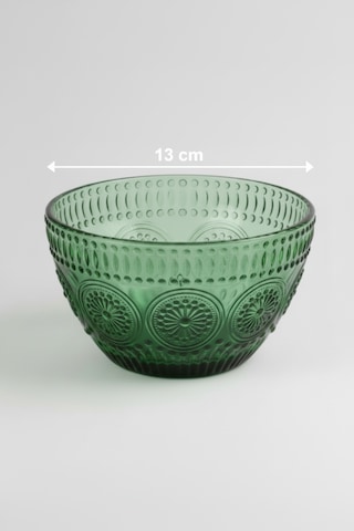Cam Kase Yeşil Tekli 13 Cm 6 Kişilik Şık Ve Zarif Sunum Seti Beyaz
