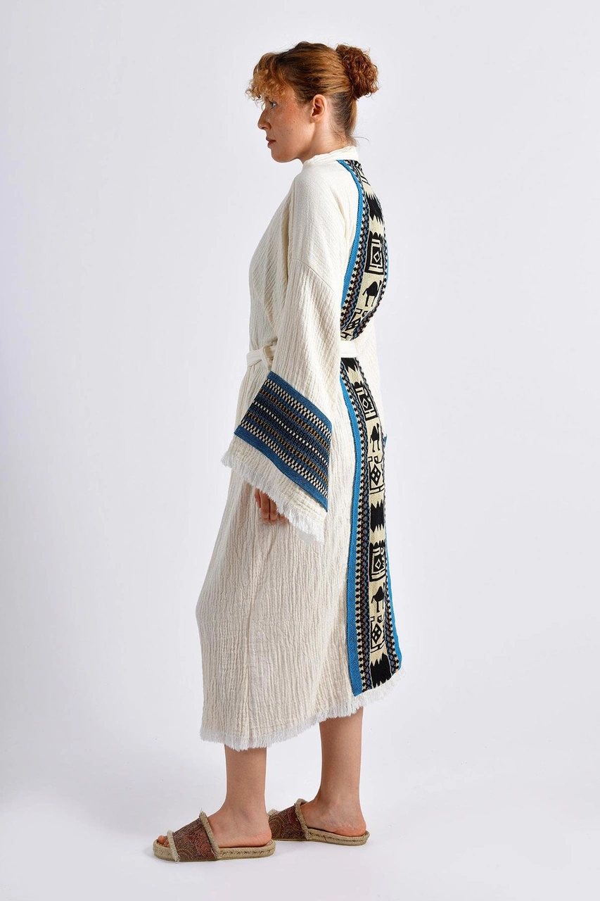 Brandsmithshop Naturel Symbol Nomad Kimono - Mavi Ton Çok Renkli