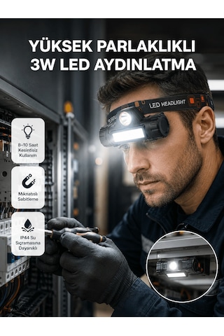 Kamp Ve Doğa İçin Şarjlı Led Baş Feneri - Mıknatıslı, Su Geçirmez Çok Renkli 62956527
