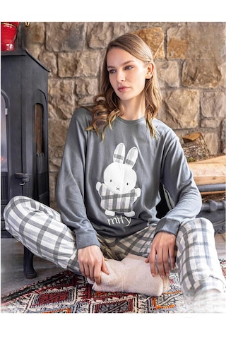 Aydoğan Kadın Bisiklet Yaka Termal Pijama Takımı 30062g- 1 Adet Gri