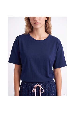 Lcw Dream Lacivert %100 Pamuklu Kadın Kaprili Pijama Takımı