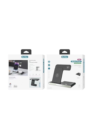 Magnetik Kablosuz Şarj Standı Go Des Gd-wl386 3in1 15w Hızlı Şarj Özellikli Airpods/Watch/Apple Uyumlu iPhone