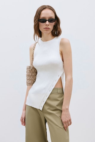 Suud Collection Ekru Nola Çapraz Düğmeli Triko Bluz