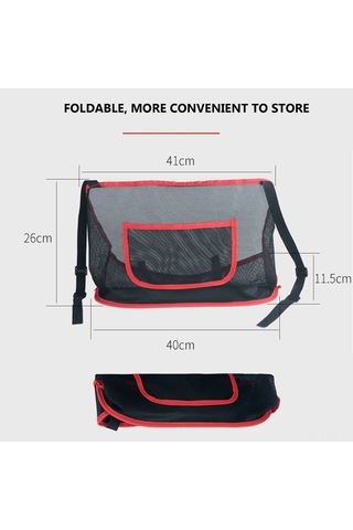 Wezone Araba Koltuk Arası Mesh Depolama Çantası - Katlanabilir, Kırmızı/siyah Kenar Seçenekli 41x26x11.5cm