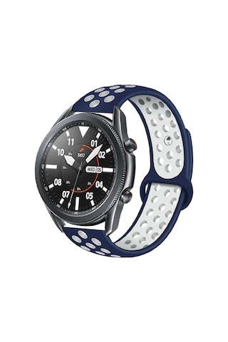 Ekılıf - Xiaomi Amazfit Pace Uyumlu - Kordon Silikon Kordon Krd-02 - Mavi-beyaz