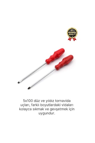 Yüksek Kalite Dayanıklı Pratik Ergonomik Tamir Vidalama Düz Ve Yıldız Uçlu 2'li Tornavida Seti 5x100