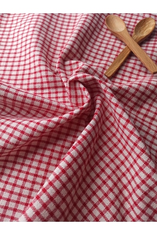 Wellstil Doku 6'lı Keten Piti Kareli Kırmızı Peçete  Piknik Dekorasyonu 40 x 40 cm Kırmızı