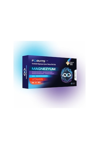 Forvits Lab Magnezyum+ 4 Farklı Magnezyum Formu, D3, B6, B12 Ve Çinko İçeren 30 Tablet Takviye Edici Gıda