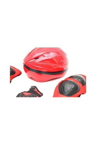 Çocuk Kask Dizlik Dirseklik Eldiven Koruyucu Set 7 Parça Kırmızı
