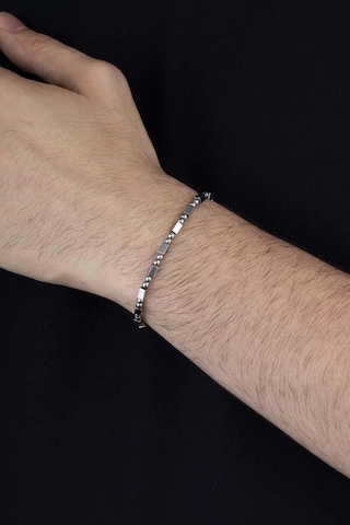 Gümüş Pazarım Hematit Taşlı Minimal Kesim Doğal Taş Erkek Bileklik Diğer