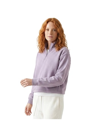 Sportive Cleo Zip Neck Kadın Lila Günlük Stil Sweatshirt 26yk0006-lıl Pembe
