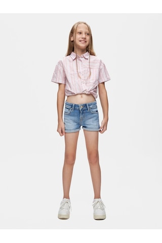 Judıe G Orta Bel Slim Fit Mavi Jean Şort Mavi