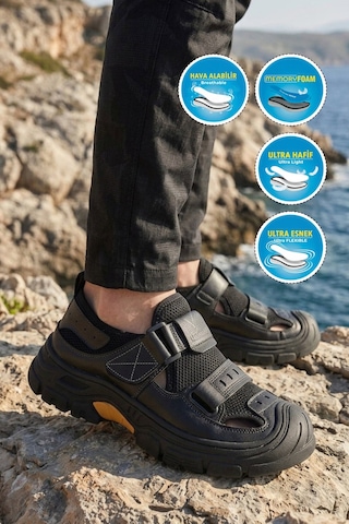 Voyager Siyah Cırtlı Tekstil Nefes Alabilen Hafızalı Taban Erkek Casual Ayakkabı E340 M
