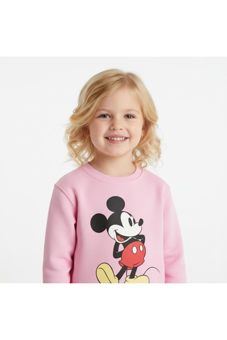 Mickey Kışlık Kız Çocuk Sweatshirt Pembe