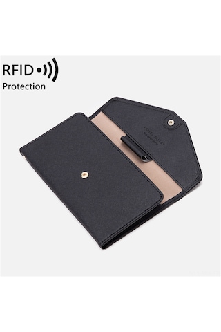 Moveevo Kadın Erkek Çift Taraflı Rfıd Korumalı Siyah Seyahat Pasaport Çantası - Pasaport, Bilet, Kart, Telefon, Para Ve Anahtar Taşıma Bölümleriyle 2023 Modeli Siyah
