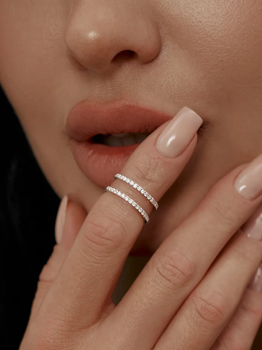 Zoloto Russkih 925 Ayar Gümüş Çift Parmak Boğazı Yüzüğü 183657126 Gri