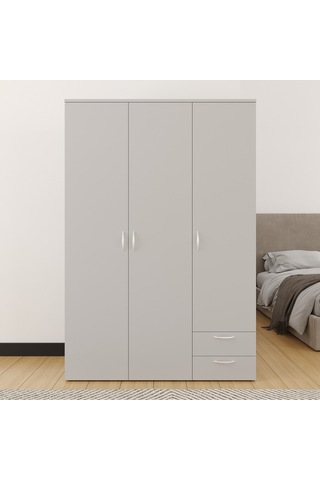 Ahşap Gardırop 120cm, Gardırop, Çok Amaçlı Dolap, 3 Kapılı Dolap, Elbise Dolabı 120x52x177cm Beyaz