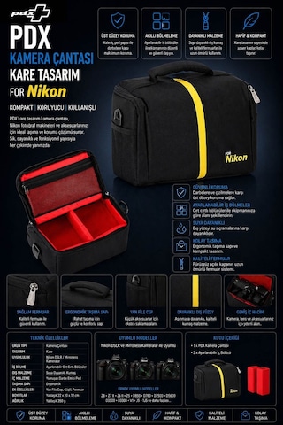 Pdx Kamera Çantası Kare Tasarım For Nikon