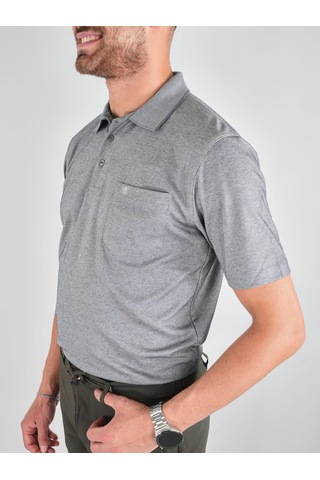 Erkek Yakalı Cepli Penye Antrasit Baba Tshirt