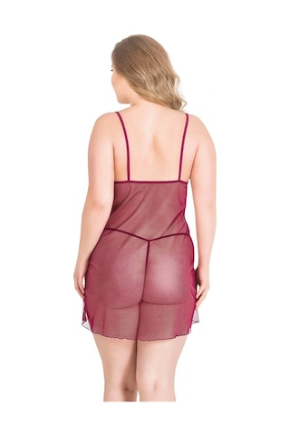 Arias Closet Büyük Beden Bordo Kısa Tül Gecelik Bordo