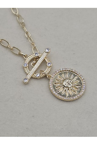 14k Mikron Altın Kaplama Miracle Güneş Önden Kilit Kolye Altın