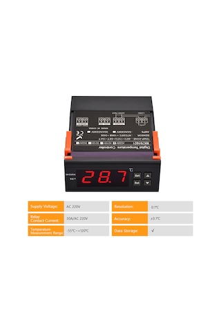 Monyee Wk7016c1 Akıllı Sıcaklık Kontrol Cihazı - 5a 220v - Isıtma/soğutma Otomatik Değişim - Hassas Algılama - Gecikme Koruması - Veri Kilidi - Abs Malzeme