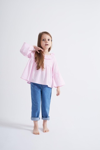 Oliventhekid Pembe Poplin Bluz Pembe Pembe