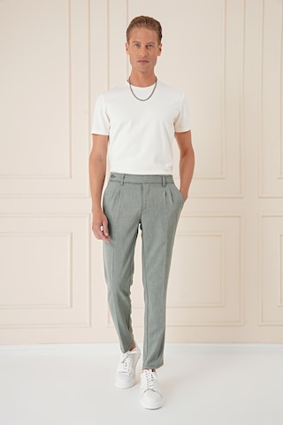Efor Comfort Fit Çift Pileli Dokulu Esnek Pamuk Yeşil Pantolon P 1158 Yeşil