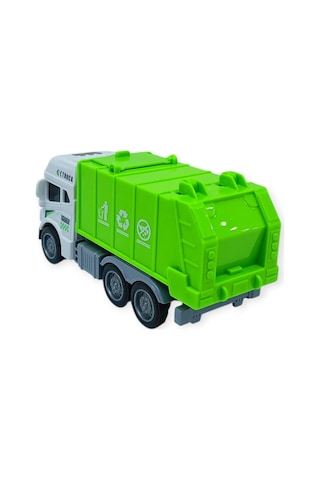 Temizlik Araçları Serisi - Sürtmeli Çöp Kamyonu 12 Cm - 3626 Yeşil