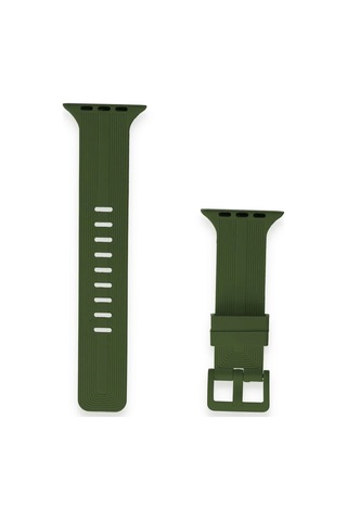 Newface Apple Uyumlu Watch 38mm Kr408 Çizgili Silikon Kordon - Semeglbl - 60 Koyu Yeşil