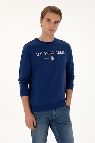 U.S. Polo Assn. Erkek Regular Fit Bisiklet Yaka İndigo İnce Basic Sweatshirt 50313743-VR028