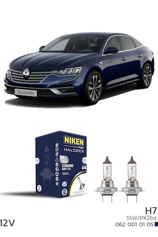 Renault Talisman 2015-2022 Kısa Far Ampulü H7 Halojen Ampul 12v 55w 2 Adet 3200k Güçlü Net Işık Ysl