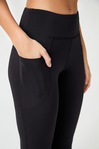 Los Ojos Kadın Siyah Yüksek Bel Toparlayıcı Çift Cepli Ispanyol Paça Tayt Bootcut Siyah