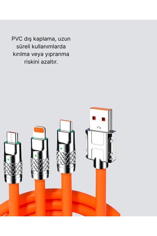 Üçlü Şarj Kablosu - Yüksek Hızlı, Dayanıklı Ve Uzun Ömürlü