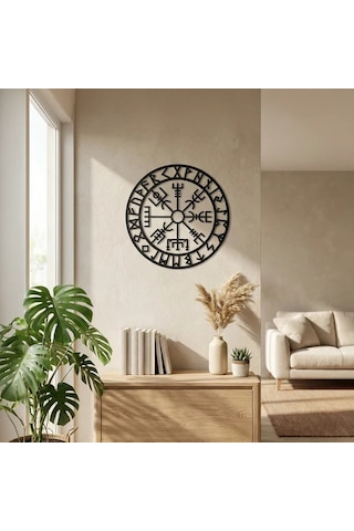 Viking Pusulası Vegvisir Duvar Tablosu Mdf Lazer Kesim Nordik Duvar Süsü Modern Dekor