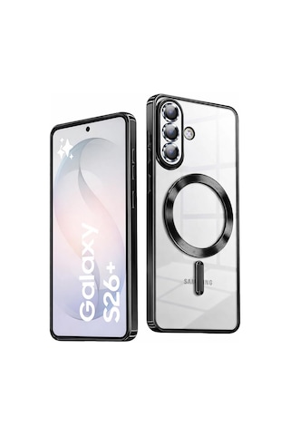 Samsung Galaxy S26 Plus Uyumlu Kılıf Kamera Lens Koruyuculu Magsafe Özellikli Telefon Kılıfı Kapak Siyah