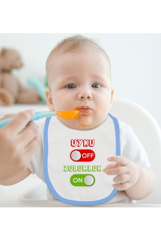 BK Kids Uyku Off Tasarımlı Mavi Bebek Mama Önlüğü-1