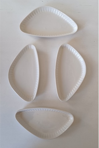 Gordion Kırık Bej Kayık Tabak 4 Parça 17 Cm