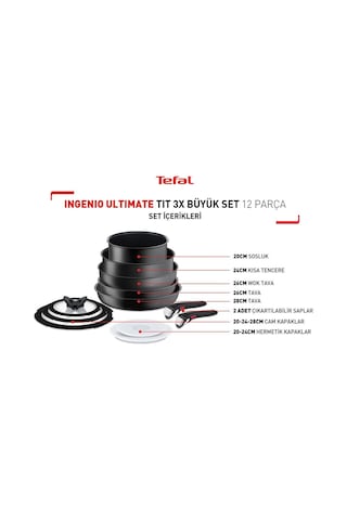 Tefal Ingenio Ultimate Titanyum 3X Büyük Set 12 Parça