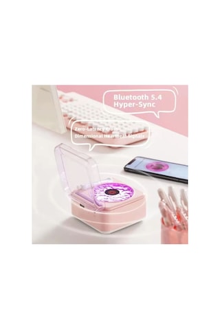 Tedar Nostalji Mini Plak Görünümlü Radyolu Bluetooth Hoparlör 3d Ses Dalgası Retro Müzik Plak Pembe Najmaddin