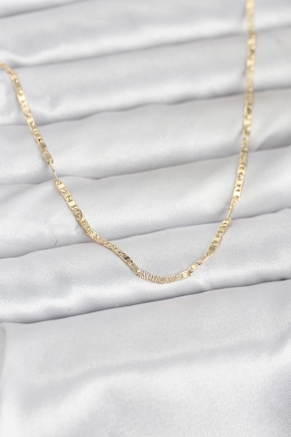 Zarif Boyunlar İçin 60cm Golden Pirinç Yassı Zincir Kadın Kolye Standart 44476420