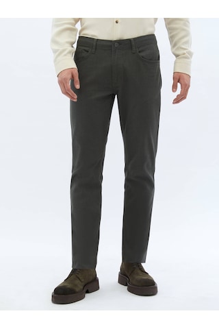 Kip Haki Dokuma Slim Fit Casual Pamuk Karışımlı Pantolon 406629 Haki